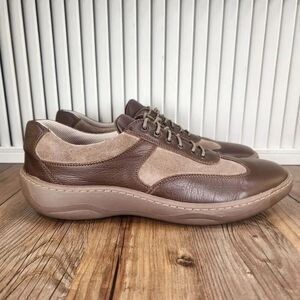 E.T. Wright Lace Up Oxfords Mens 10 B Two Tone Brown Leather Made In Italy Shoes